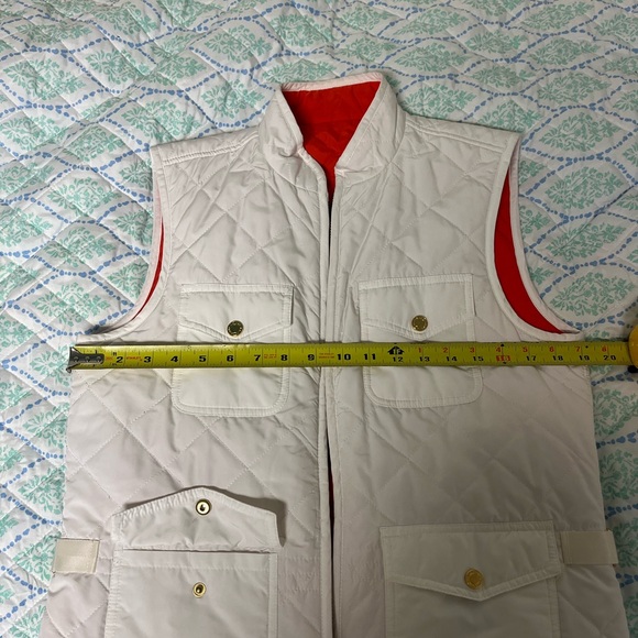 Ralph Lauren Vest- White‎ Quilted Orange Lining Full Zip Women Medium - Picture 12 of 13